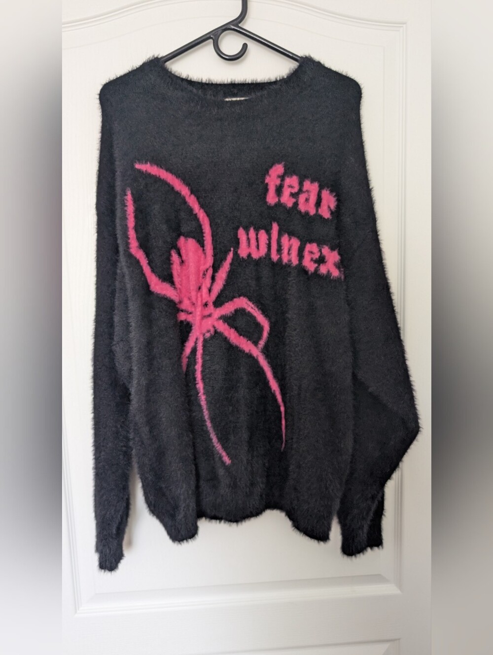 RealTakai Black Sweater with Pink Spider Graphic Size Large